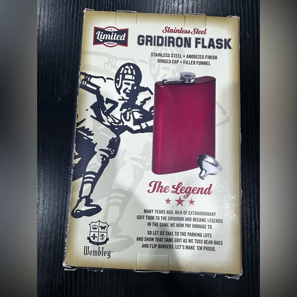 Wembley The Legend Red Gridiron Flask